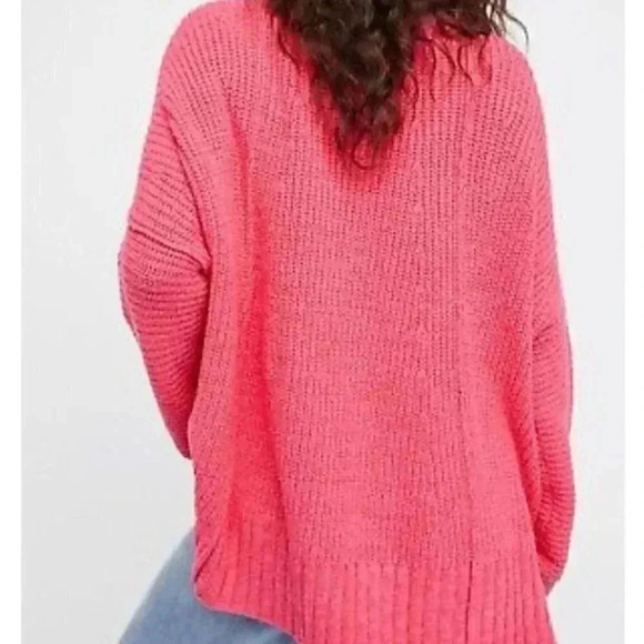 Free People Pink Take Me Over V-Neck Sweater - Picture 3 of 8